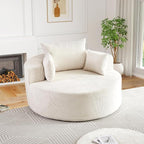Antetek Oversized Round Chaise Longue Chair Indoor, Modern 55-inch Upholstered - Image 7