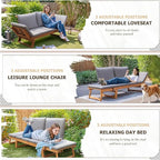 Devoko Outdoor Couch Acacia Wood Patio Couch - Image 3