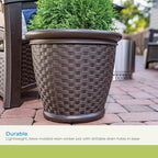 Suncast Sonora 22 Inch Plastic Wicker Indoor or Outdoor Decorative Garden - Image 4