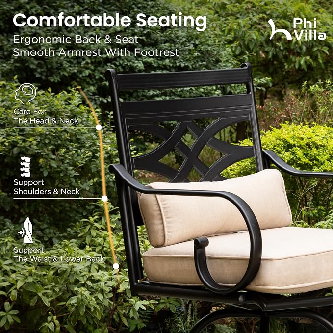 PHI VILLA Outdoor Swivel Bar Stools Set of 8，Patio Counter Height Bar Chairs - Image 7