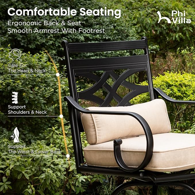PHI VILLA Outdoor Swivel Bar Stools Set of 6，Patio Counter Height Bar Chairs - Image 5