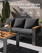 Aoxun Aluminum Outdoor Patio Furniture Set, 5 Seats Outdoor Sectional - Image 3
