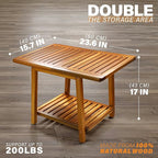 ENKEZI Acacia 24 Inches Outdoor Side Table, 2-Tier Sturdy Patio, End Table - Image 3