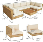 Outsunny 7 Piece Wicker Patio Furniture Set, Modular Outdoor Sectional - Image 2
