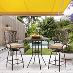 3 Piece Swivel Outdoor Table and Chairs Bar Set, All-Weather Cast Aluminum - Image 7