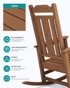 SERWALL Oversized Rocking Chair Outdoor, HDPE Outdoor Rocking Chair - Image 6