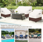 Patio Furniture Covers, 3 Piece Heavy Duty Waterproof Outdoor Furniture Cover - Image 5