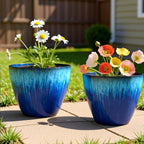 Pack of 2 Flower Pots, Plastic Plant Pots - Image 5