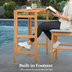 Tangkula Acacia Wood Outdoor Folding Bar Table, Patio Rectangle Counter Height - Image 4