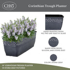 Classic Home and Garden Corinthian Rectangular Trough Window Box Planter - Image 2