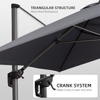 PURPLE LEAF 10' X 13' Patio Umbrella Outdoor Cantilever Rectangle Umbrella - Image 9