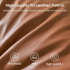 HIGOGOGO Round Stuffed Pouf Ottoman, Pu Leather Poufs - Image 4