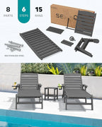 SERWALL Patio Chaise Lounge Chair Set of 4, 5 Positions Adjustable Poly Outdoor - Image 5