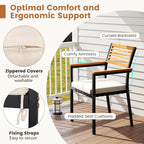 Tangkula 7 Piece Patio Dining Set, Outdoor Acacia Wood Cushioned Chairs and - Image 8