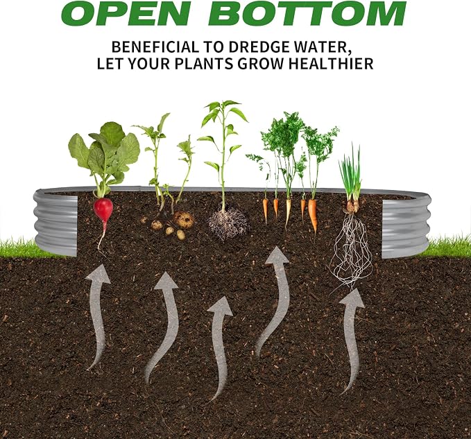 Raised Garden Bed 6.5ft Galvanized Planter Box Outdoor, Rot-Resistant Oval - Image 6