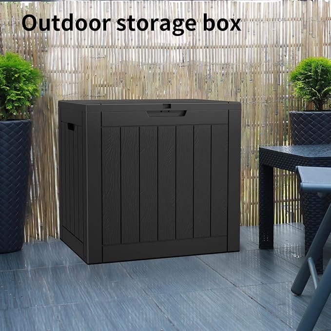 Outdoor Storage Box, 30 Gallon Waterproof Lockable Resin Deck Box - Image 4