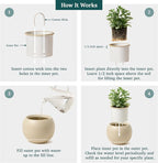 Ceramic Self Watering Plant Pot | 6.8 Inch Pot - Image 4