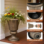 Athena Collection 20''H Garden Plastic Urn Vintage Tall Planter Urn Patio Large - Image 4