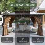 Aoxun 12'x10' Hardtop Gazebo, Aluminum Frame Permanent Pavilion - Image 5