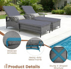 Tangkula Wicker Chaise Lounge Outdoor, Patio Rattan Reclining Chaise - Image 8