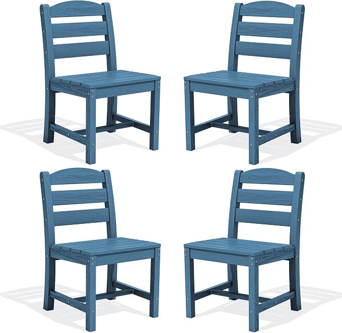 SERWALL Outdoor Dining Chairs Set of 4, All-Weather HDPE Patio Chair by SERWALL