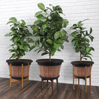 Quarut Large 4 Pack 14 inch Plant Pots, Whiskey Barrel Planters - Image 6
