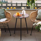 Party Zealot Metal Mosaic Round Side Table Set of Two 13.4" Small Outdoor Patio - Image 2