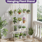 Metal Plant Stand Indoor Outdoor, 3 Tier Tall Corner Plant Shelf, Hanging - Image 3