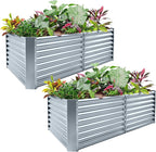 Land Guard 2 Pack 8×4×2ft Galvanized Raised Garden Bed Kit, Galvanized Planter by LandGuard