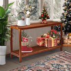 VINGLI 49in Solid Wood Outdoor Console Table, 2-Shelf Wooden Outdoor Accent - Image 7