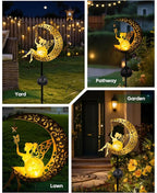 Solar Garden Statues Outdoor Decor, Fairy Moon Figurine Light Stake, - Image 5