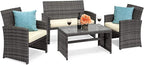 Best Choice Products 4-Piece Outdoor Wicker Patio Conversation Furniture Set by BestChoiceProducts