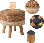 YMYNY Foot Stool Natural Seagrass Hand Weave, 12.6" Small Ottoman, Round - Image 9