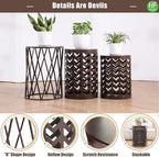 HFHOME Round Nesting Coffee Tables, Heavy Duty Metal Stacking Side Tables - Image 8
