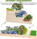3-Tier Raised Garden Bed with Fabric Liner, Wood Elevated Planter Box with - Image 3