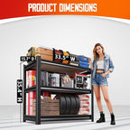 Set of 2 Garage Shelving, 3 Tier Garage Storage Shelves, Adjustable Heavy Duty - Image 8