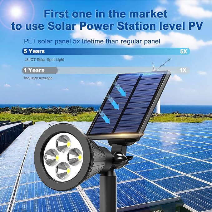 Solar Lights Outdoor Waterproof IP65, 3000K Super Bright LED, 2 Lighting Modes - Image 4