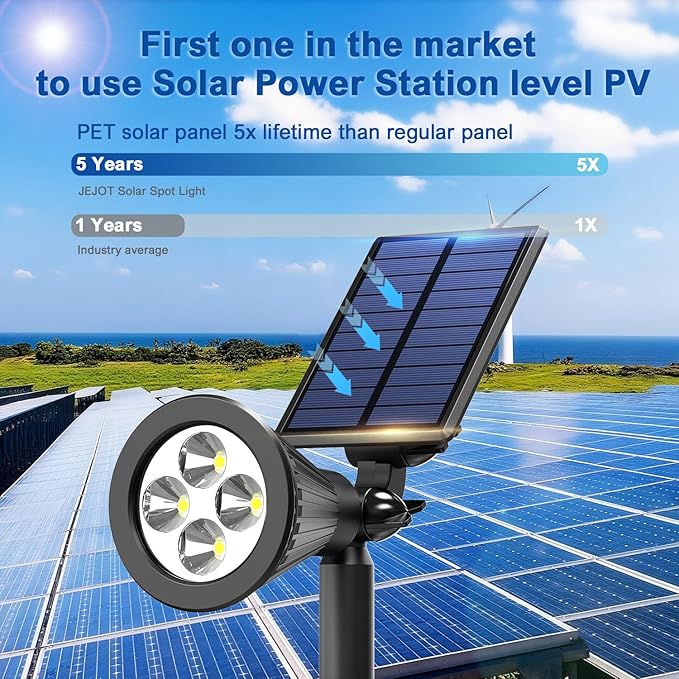 Solar Lights Outdoor Waterproof IP65, 6500K Super Bright LED, 2 Lighting Modes - Image 5
