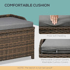 Outsunny 38 Gallon Outdoor Wicker Storage Bench Deck Box, PE Rattan Patio - Image 7