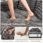56" Oversized Chaise Lounge Chair Indoor, Plush Faux Fur Sleeper Sofa Couch Bed - Image 3