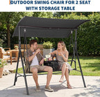 2-Person Porch Swing with Cup Holders, Pivot Storage Table & Cooler Bag - Image 7