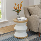 COSIEST Outdoor Side Table Set of 2, Round MgO Concrete Side Table, Patio End - Image 5