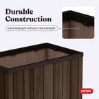 Keter Signature 21.7 Inch Tall Rectangular Large Wood Look Planter - Image 9