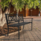 S AFSTAR Outdoor Garden Bench, Metal Porch Bench Seat - Image 6
