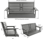 Poly Lumber 2-Seat Porch Swing, HIPS 4.5-Feet Bench Swing - Image 2