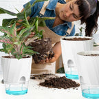 KIMCHOMERSE Self Watering Plant Pots, 6 Inch Plant Pots White, 3 Pack Flowers - Image 7