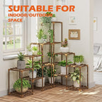 Bamworld Plant Stand Indoor Corner Plant Shelf Outdoor Flower Shelves Wooden - Image 5