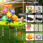 Solar Rose Lights Outdoor: 4 Pack IP65 Waterproof 7-Color Changing LED Flower - Image 5