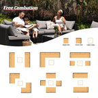 7 Piece Outdoor Patio Furniture Sets, Outdoor Wicker Conversatin Set w Glass - Image 4