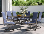 PHI VILLA 7 Piece Outdoor Patio Dining Set, Large Metal Table and 6 Swivel by PHIVILLAThepioneerofcomfortablehouseholdsupplies